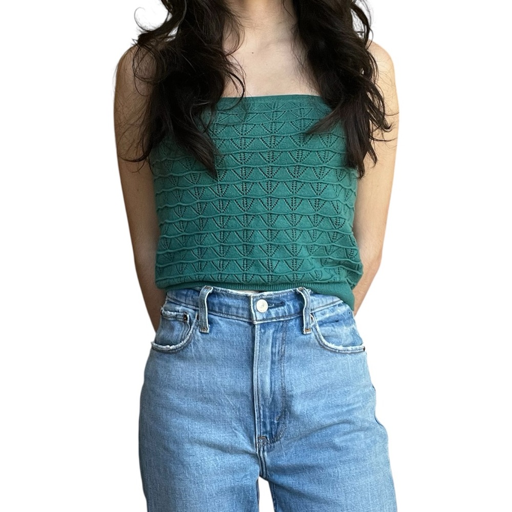100% Cotton American Eagle Women’s Green Crop Top- Size Small